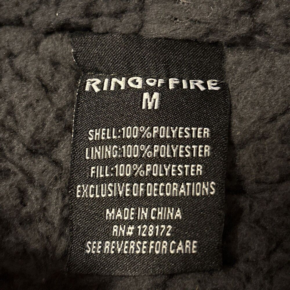 Men’s Ring of Fire Quilted Jacket Olive Green Fleece Lined Hoodie Puffer Coat M - Picture 2 of 5